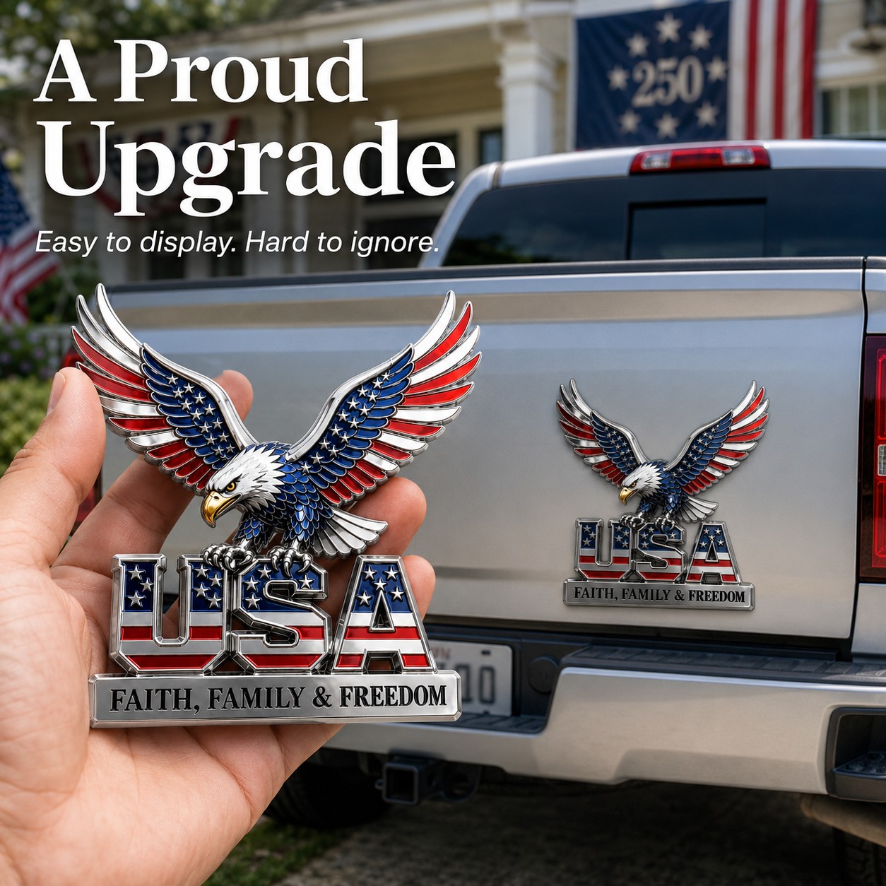 250th Anniversary 60% OFF - ★USA Faith, Family & Freedom★ Metal Emblem
