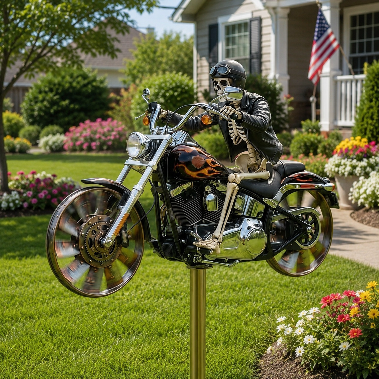 🔥Last Day Promo: 49% OFF 💀-Skull Motorcycle Windmill- 🏍️🚚