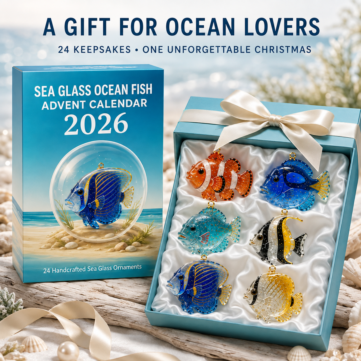 Sea Glass Ocean Fish Advent Calendar Christmas gift presentation