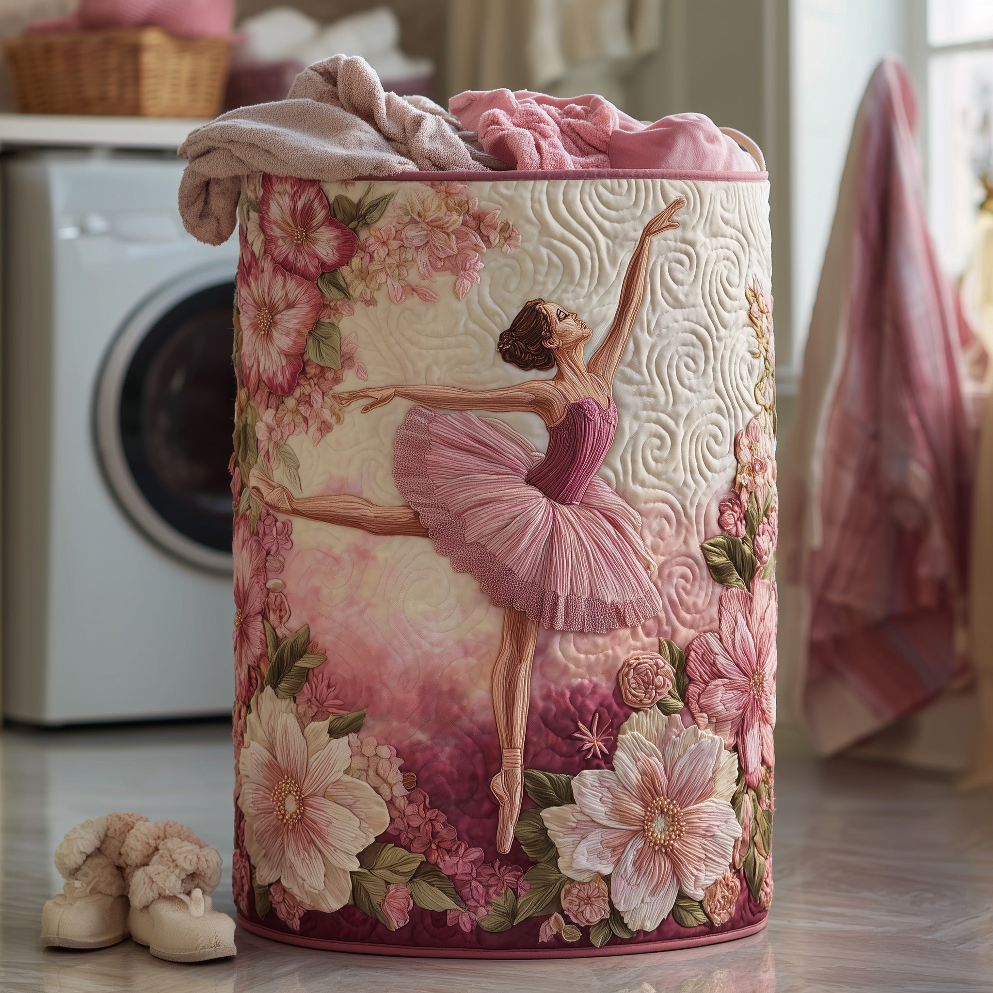 Elegant Ballerina Quilted Laundry Basket GFTOHD10074