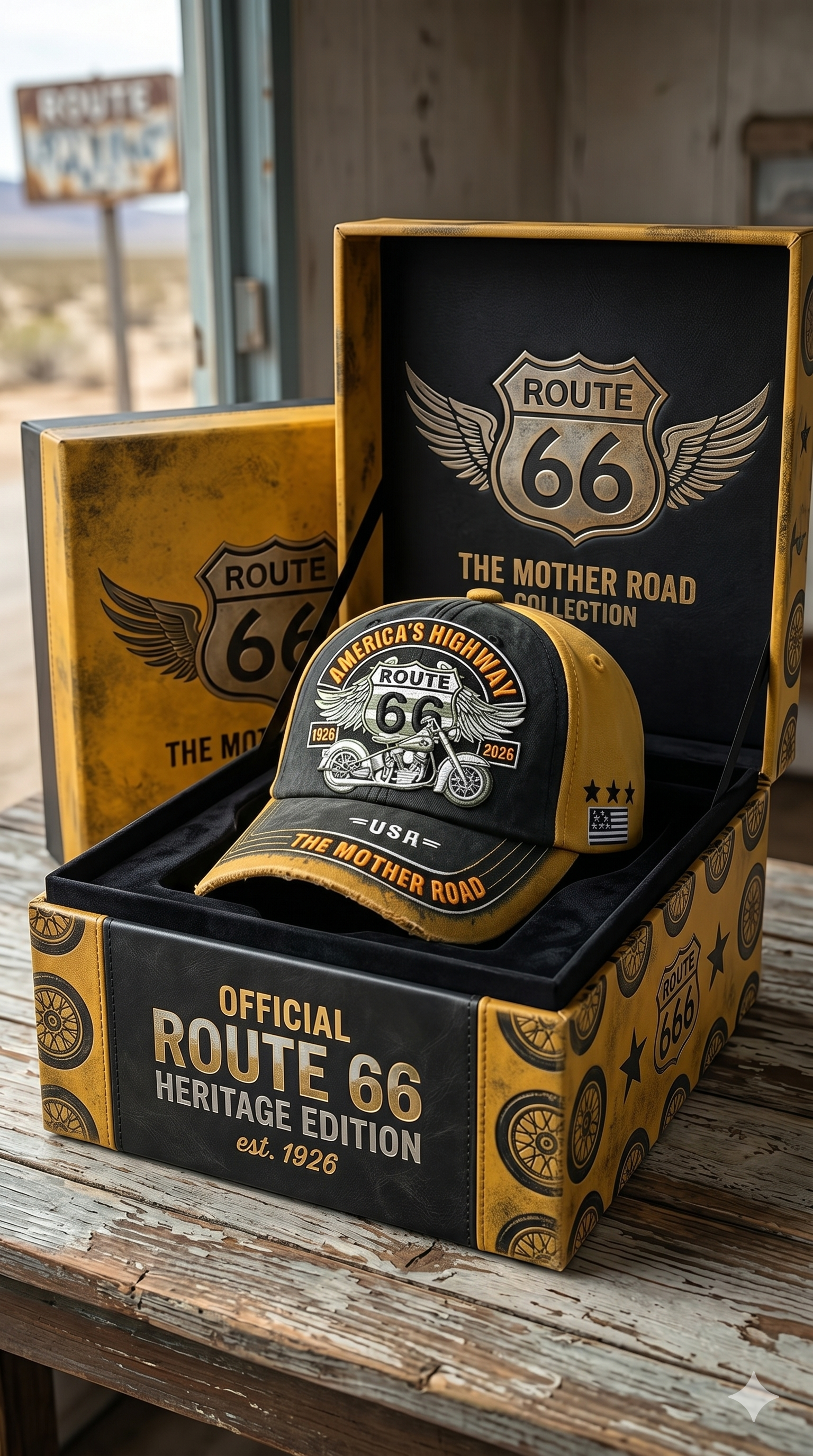 Retro US Route 66 100th Anniversary Art Printed Casual Baseball Cap
