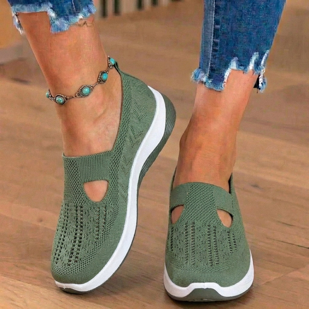 On Wedge Sneakers - Cutout Teardrop Design & Rocker Sole
