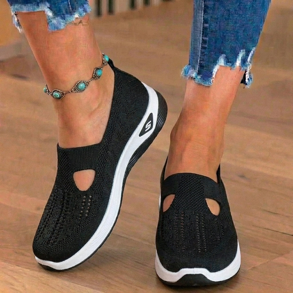 On Wedge Sneakers - Cutout Teardrop Design & Rocker Sole