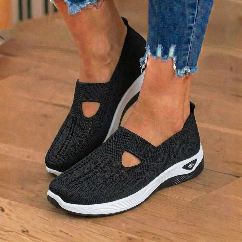 On Wedge Sneakers - Cutout Teardrop Design & Rocker Sole