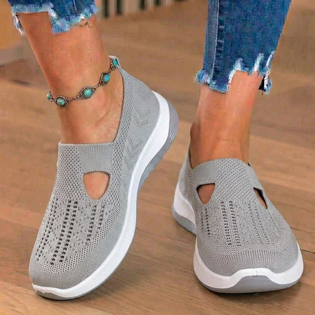 On Wedge Sneakers - Cutout Teardrop Design & Rocker Sole