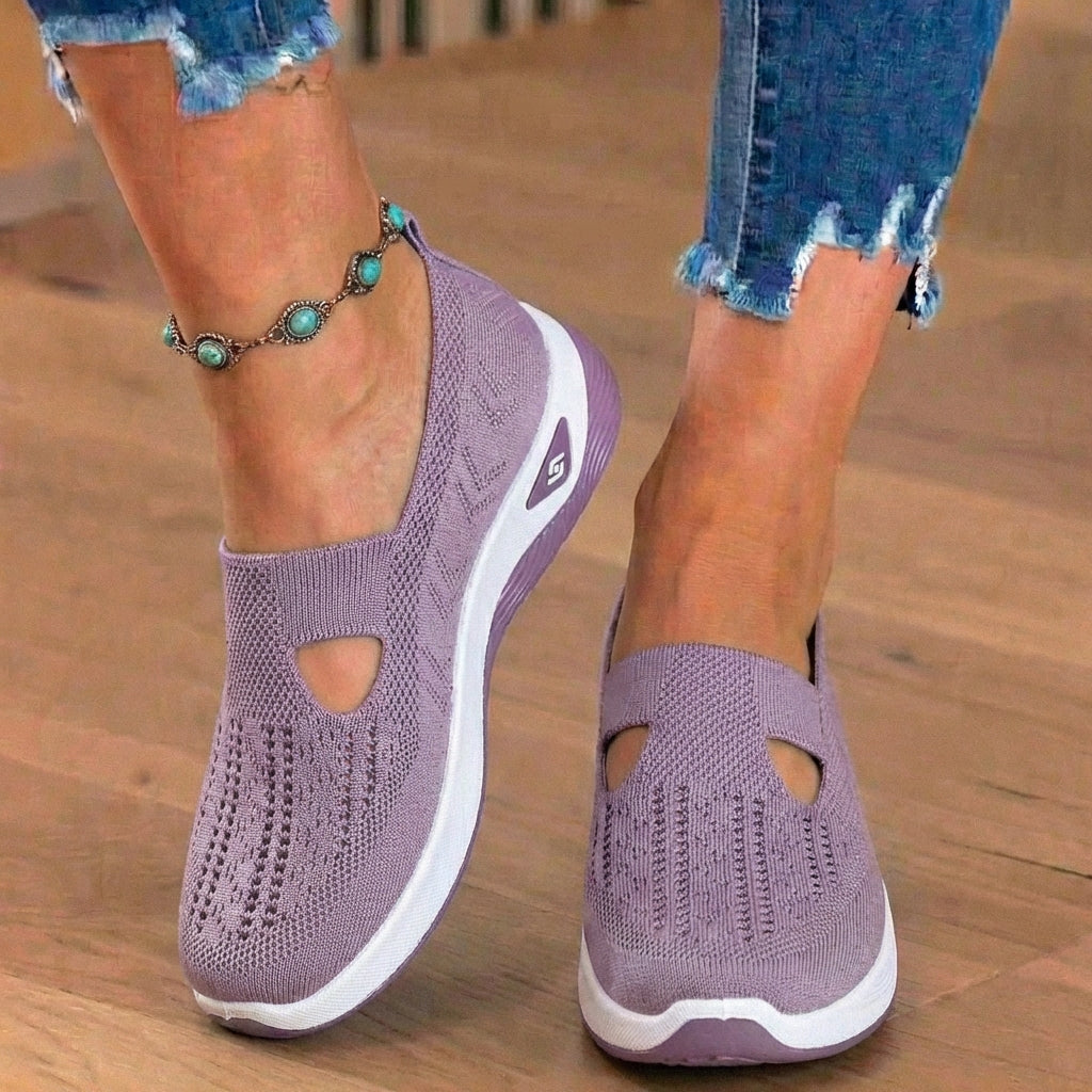 On Wedge Sneakers - Cutout Teardrop Design & Rocker Sole