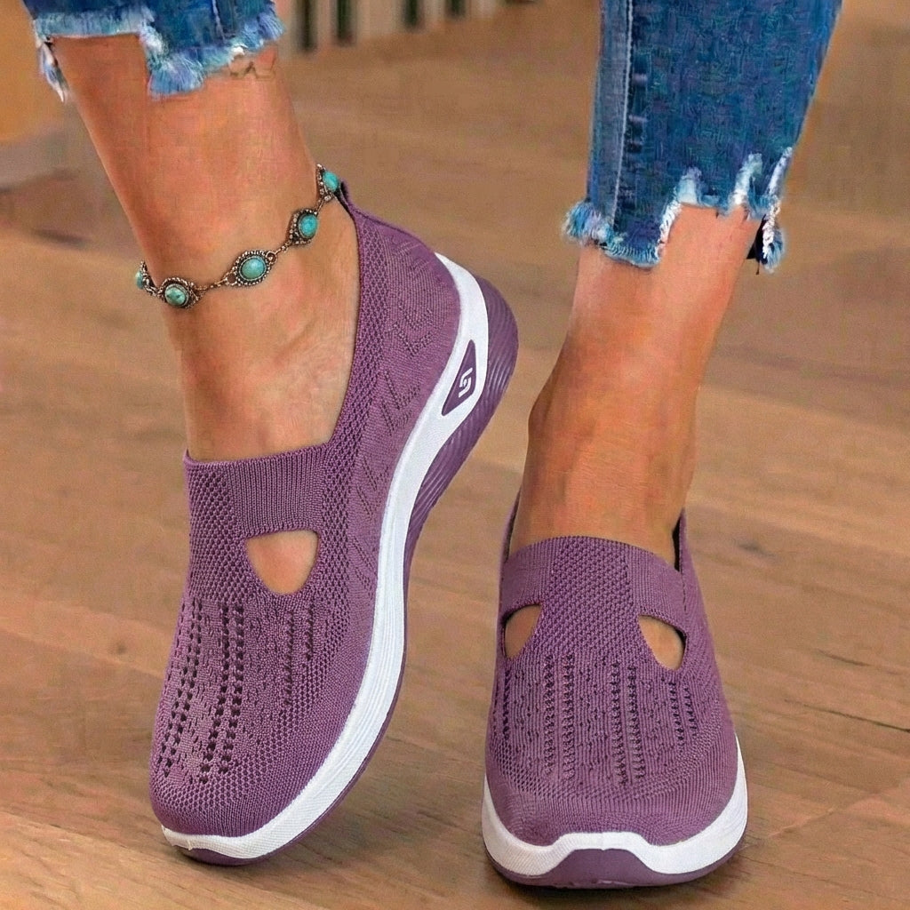 On Wedge Sneakers - Cutout Teardrop Design & Rocker Sole