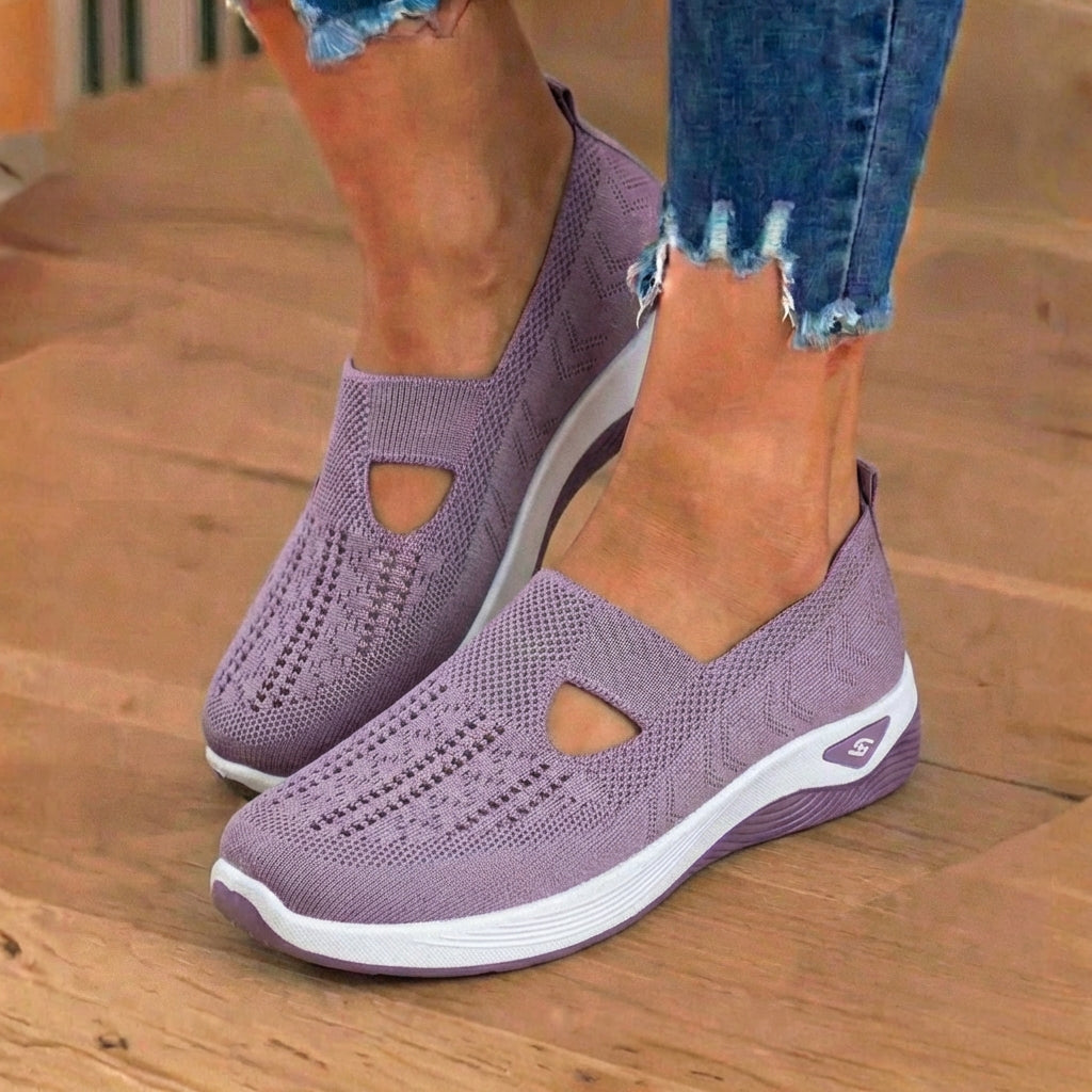 On Wedge Sneakers - Cutout Teardrop Design & Rocker Sole