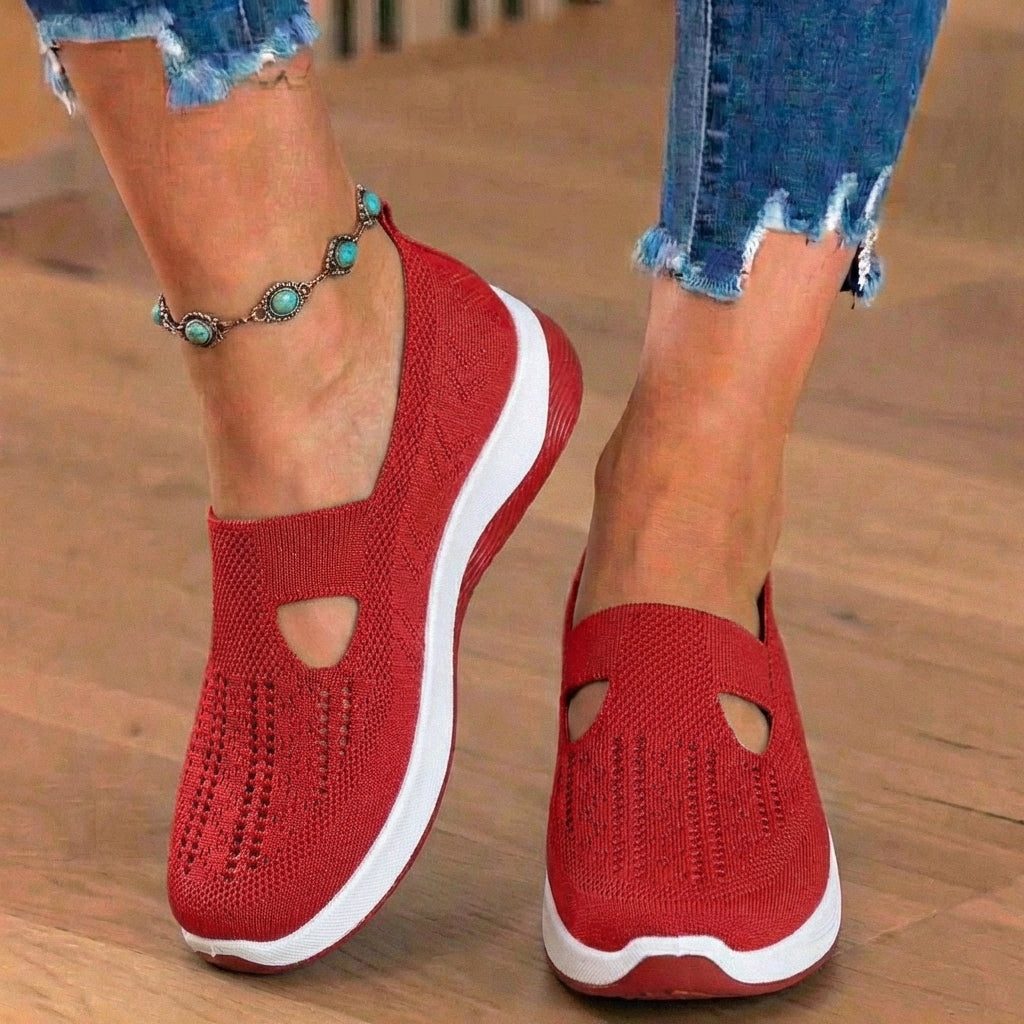 On Wedge Sneakers - Cutout Teardrop Design & Rocker Sole