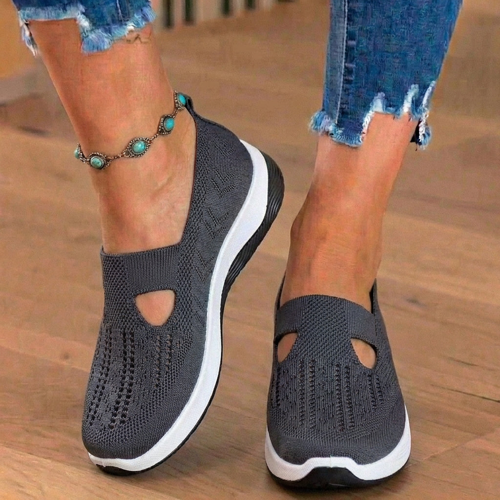 On Wedge Sneakers - Cutout Teardrop Design & Rocker Sole