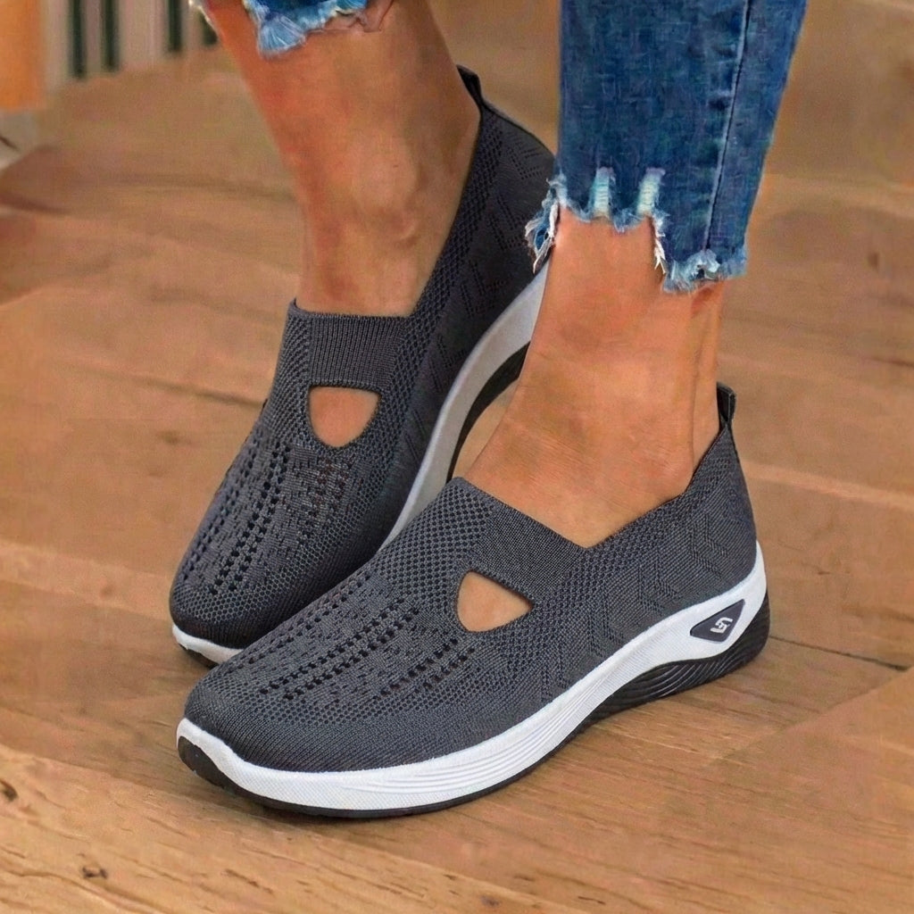 On Wedge Sneakers - Cutout Teardrop Design & Rocker Sole