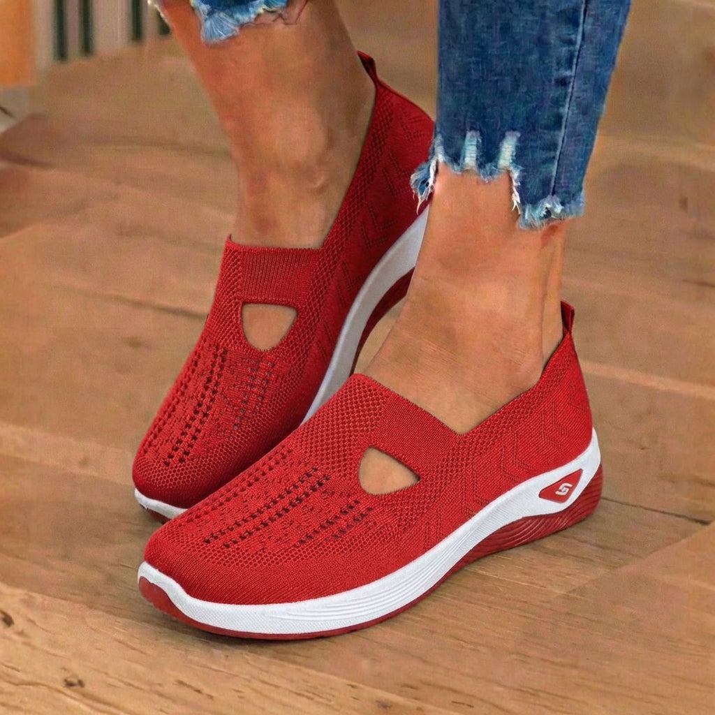 On Wedge Sneakers - Cutout Teardrop Design & Rocker Sole