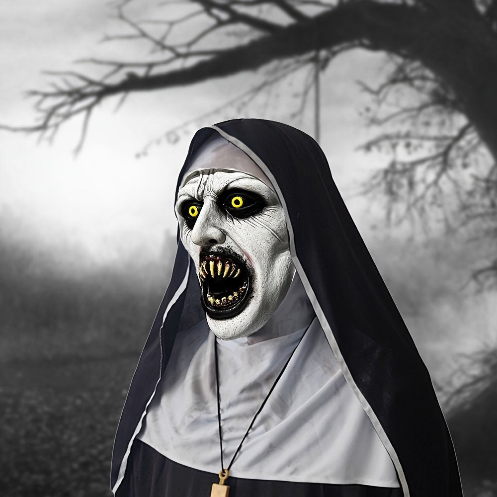 🎃Spooky Qualteus Nun Halloween Mask Latex Handwashable Cosplay Costume Accessory