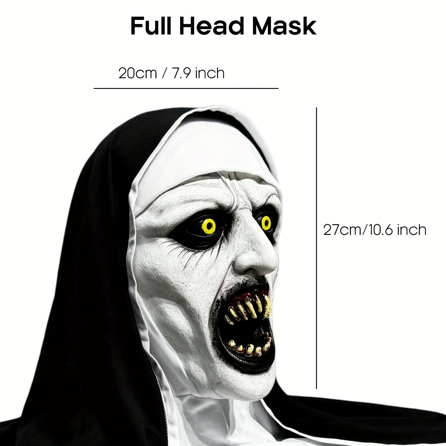 🎃Spooky Qualteus Nun Halloween Mask Latex Handwashable Cosplay Costume Accessory