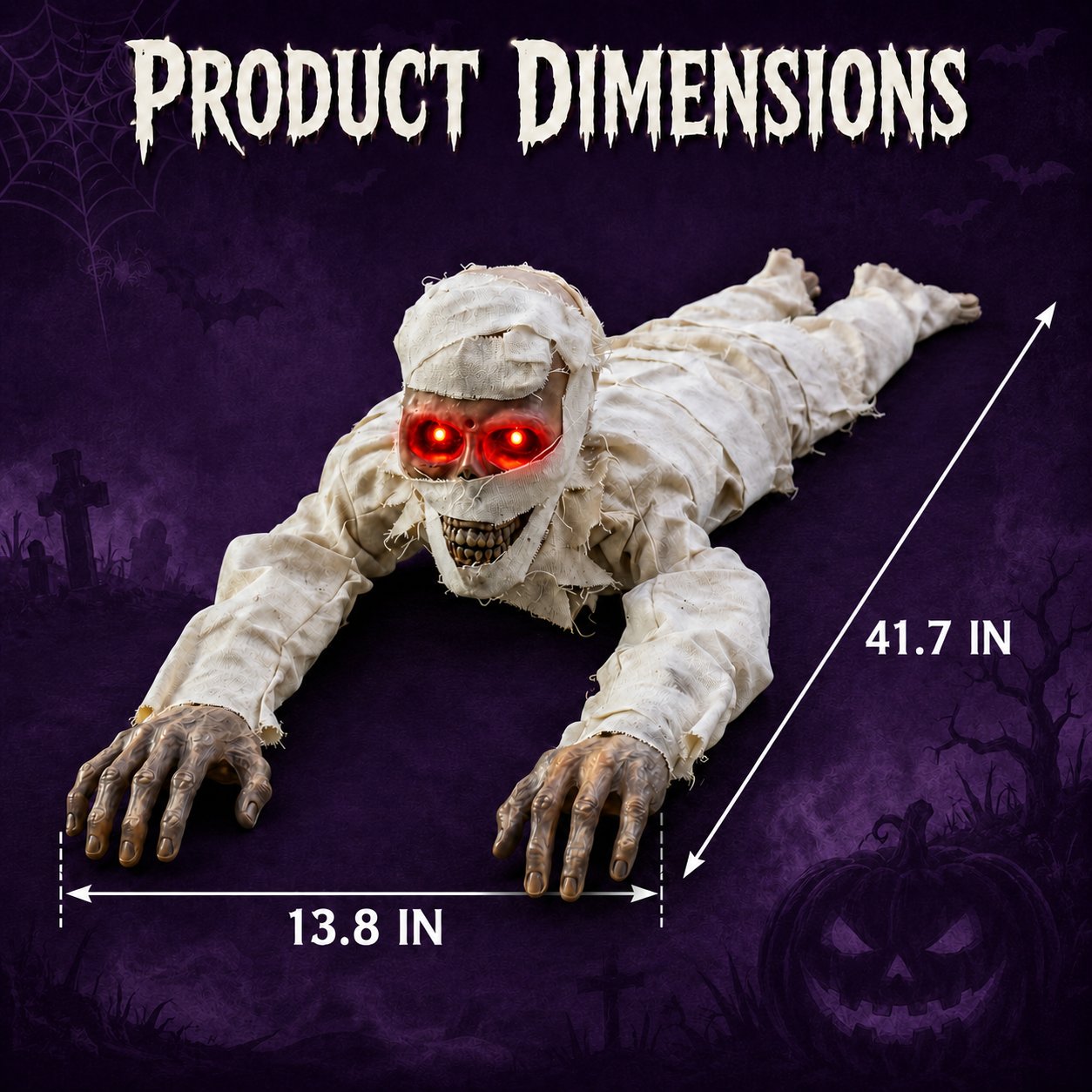 Crawling mummy dimensions showing a 41.7 inch length and 13.8 inch width