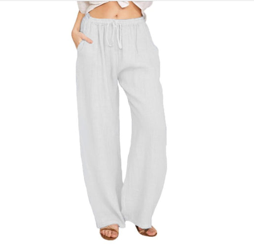 Women’s Casual Cotton & Linen Yoga Pants | Breathable Loose-Fit Harem Trousers | Elegant High-Waist Wide-Leg Lounge Pants | Trendy Minimalist Boho Yoga Bottoms | 2026 Sustainable Wellness Wear