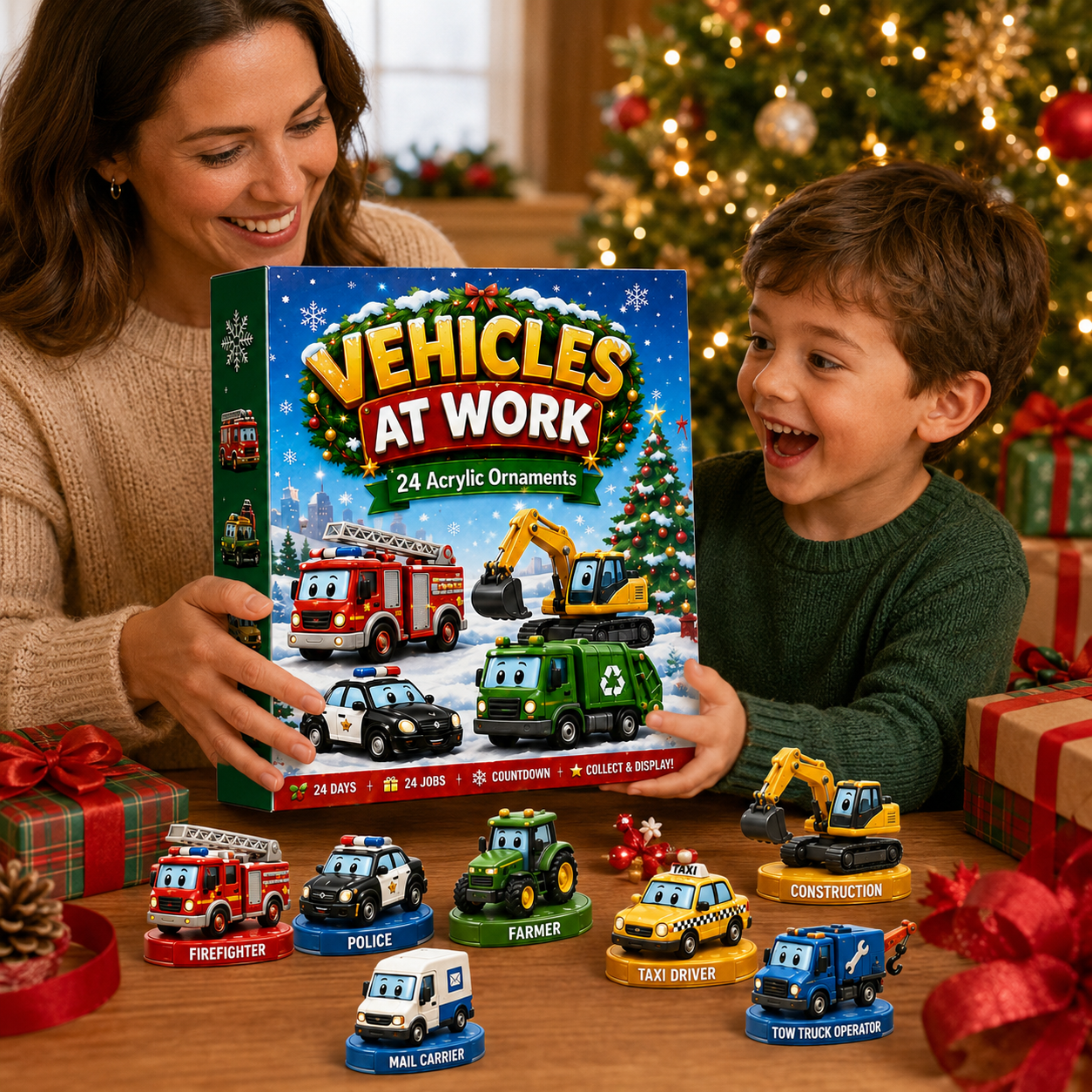 Complete Vehicles At Work acrylic ornament collection