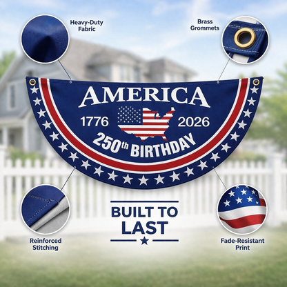 USA 250th Birthday Bunting Flag - Made in America
