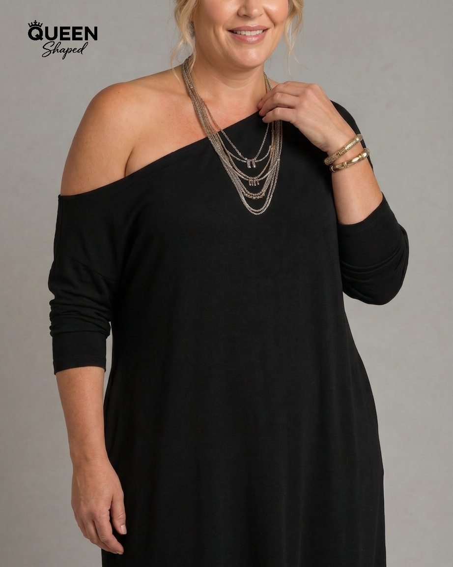 One Shoulder Side Slit Flowing Midi Dress
