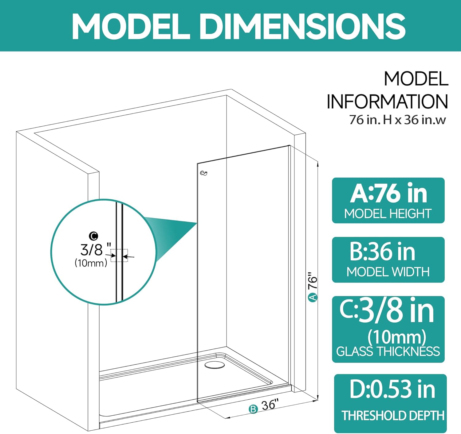 Frameless shower door