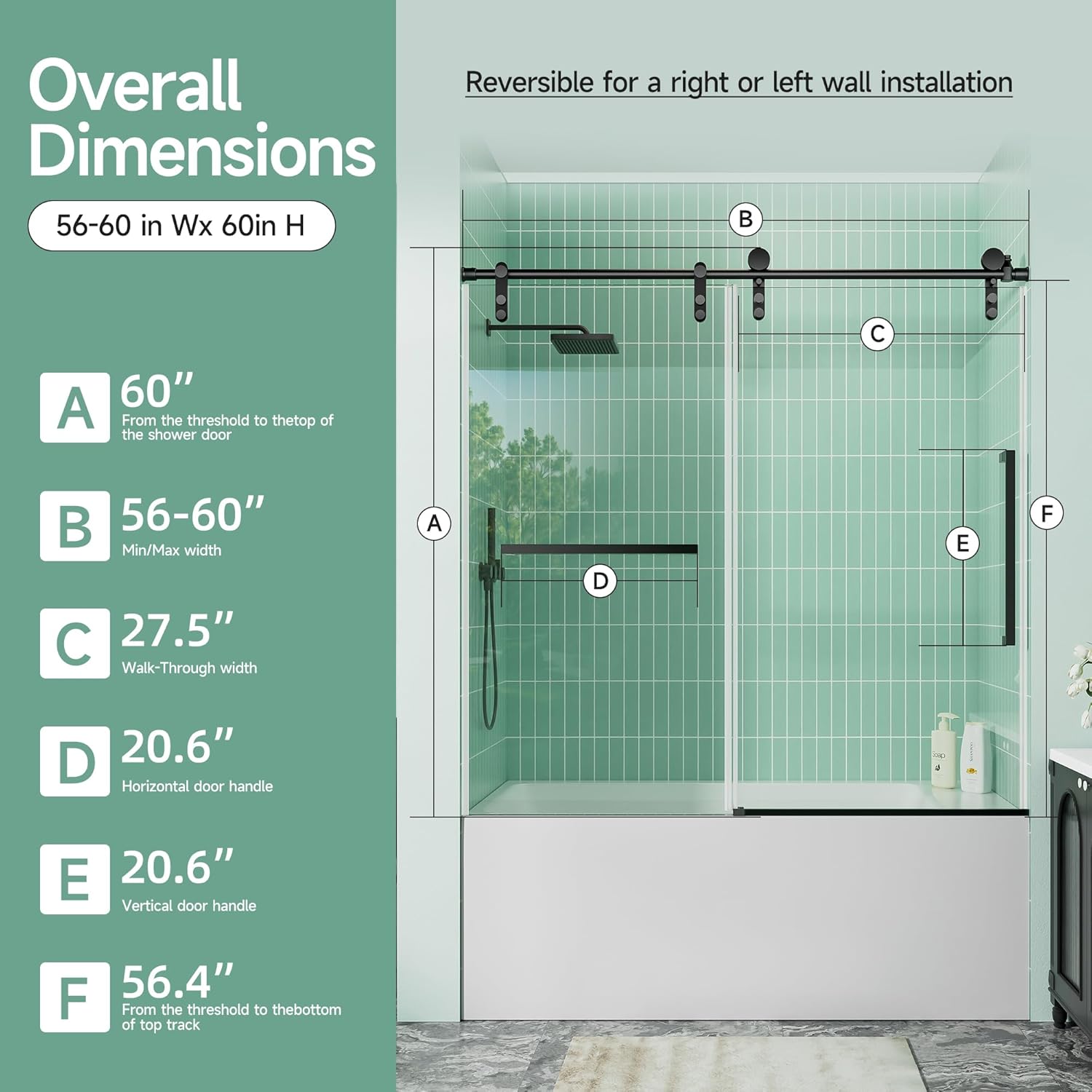 Frameless Bathtub Sliding Shower Door 