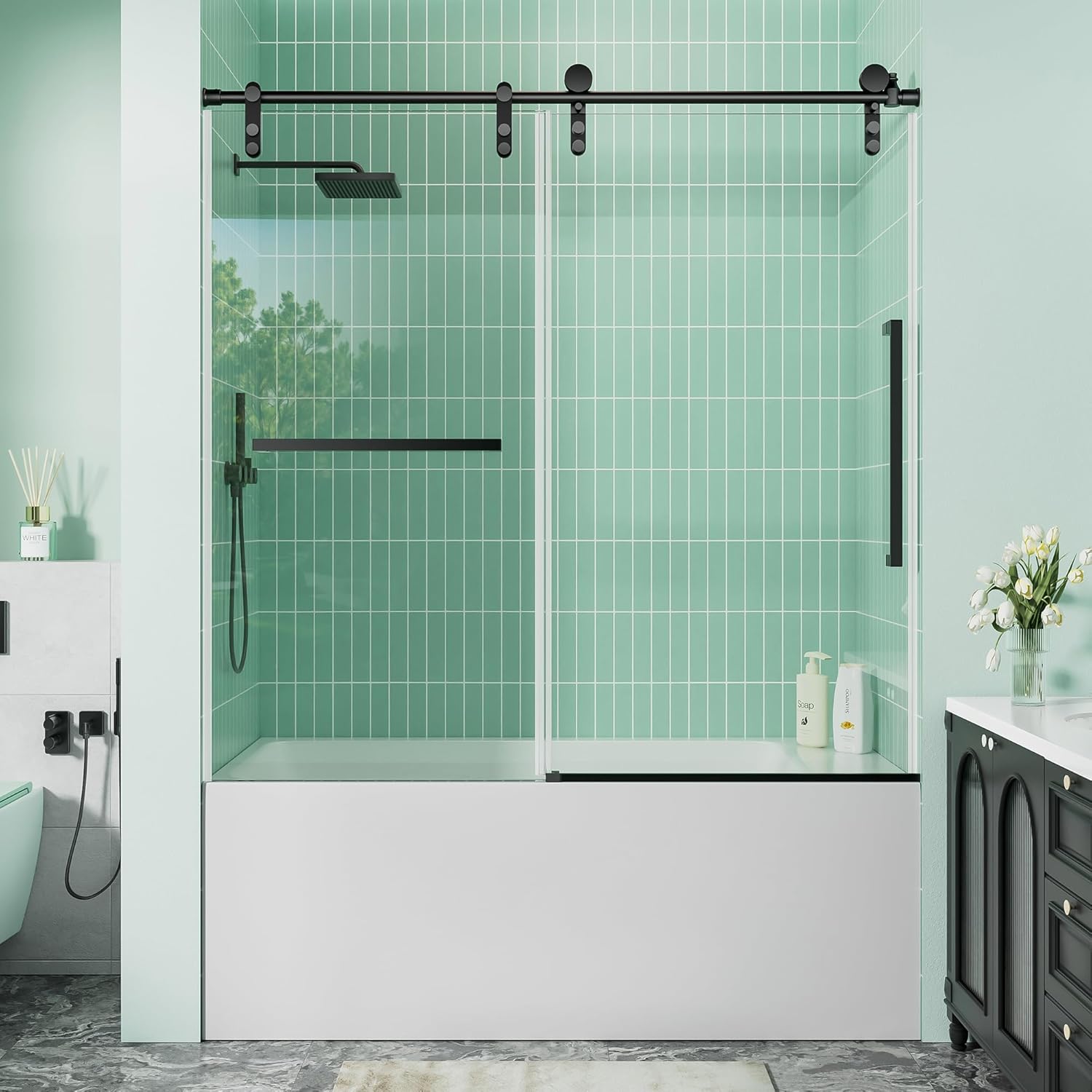 Frameless Bathtub Sliding Shower Door 
