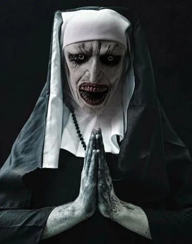 Funky Nun Halloween Latex Mask with Yellow Eyes