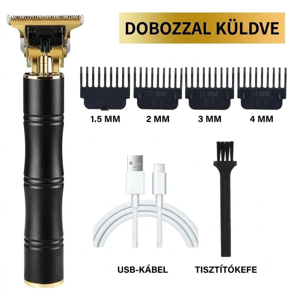 Professzionális T-Pengés Hajvágó - Vezeték Nélküli Nulla Réses Borbély Trimmer Készlet