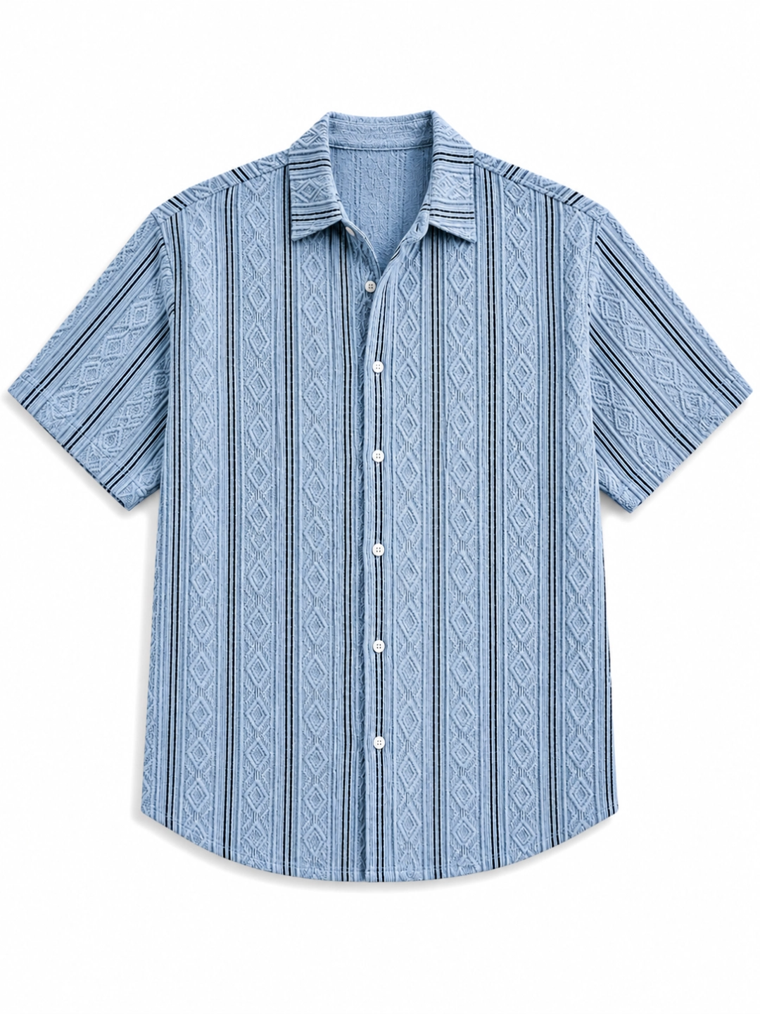 Men's Casual Textured Breathable Collared Short-Sleeve Shirt