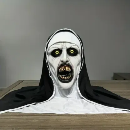 Funky Nun Halloween Latex Mask with Yellow Eyes