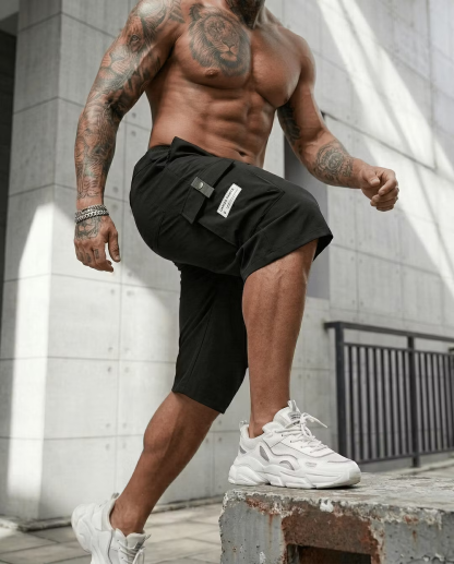 Men's Casual Cargo Shorts - Elastic Drawstring Waist & Multiple Pockets
