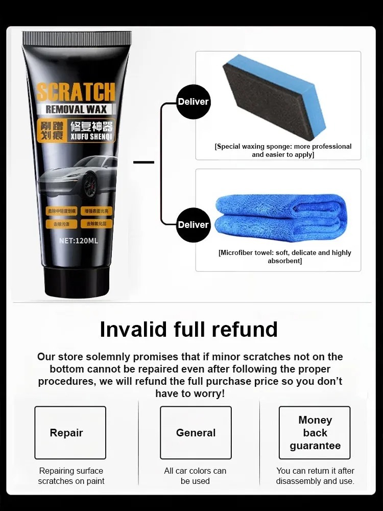 This car polishing wax enhances shine and repairs scratches.
