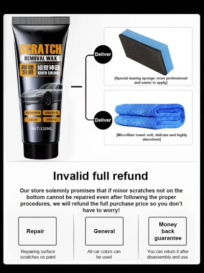 This car polishing wax enhances shine and repairs scratches.