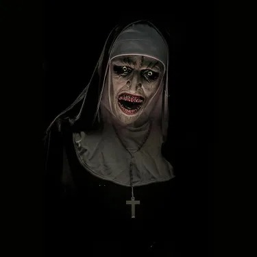 Funky Nun Halloween Latex Mask with Yellow Eyes