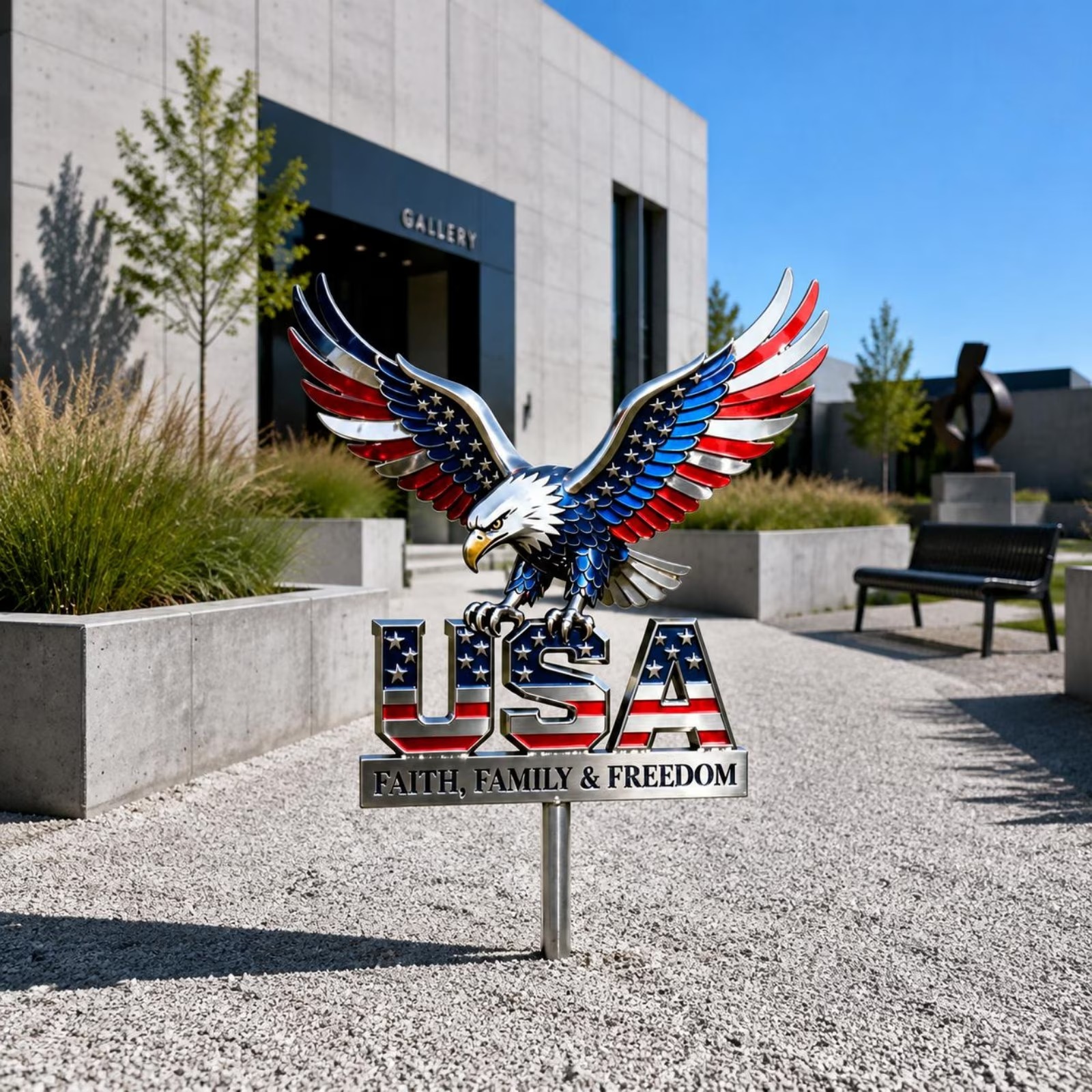 American Strong Eagle Metal Sign - Personalized Gifts For Patriots