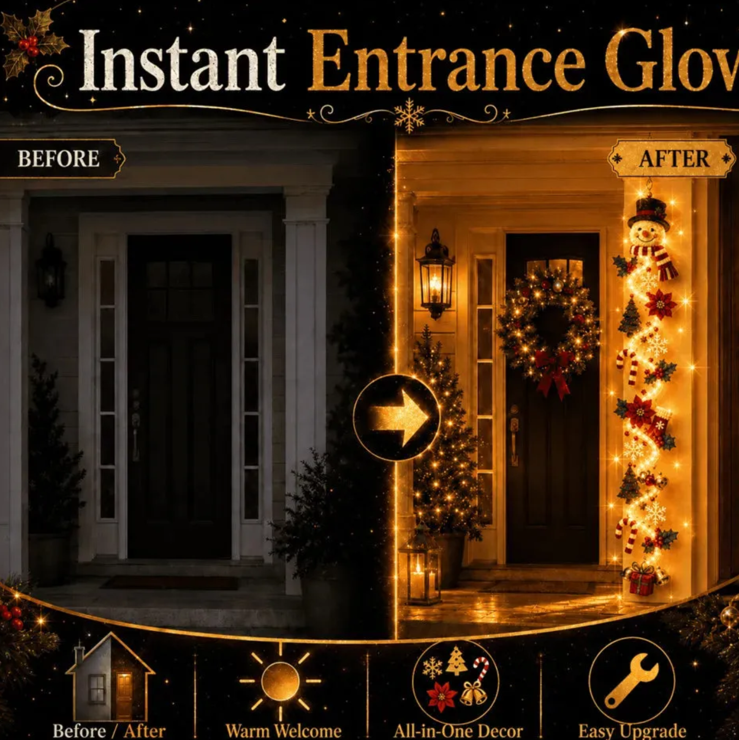 ⏳ Last Day 49% OFF – 🎄MerryCascade™ Glowing Christmas Door Hanger | 6 Festive Lighted Designs with Warm Glow, Dimensional Details & Space-Saving Vertical Décor ✨