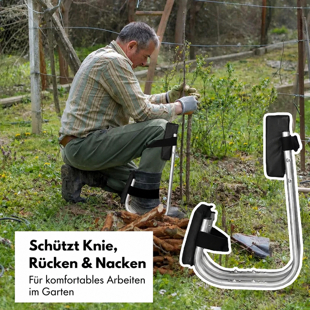 [Copy]Ergonomischer tragbarer Gartenstuhl – Beinschiene mit Knieschutz & Knöchelunterstützung für die Garten- und Feldarbeit
