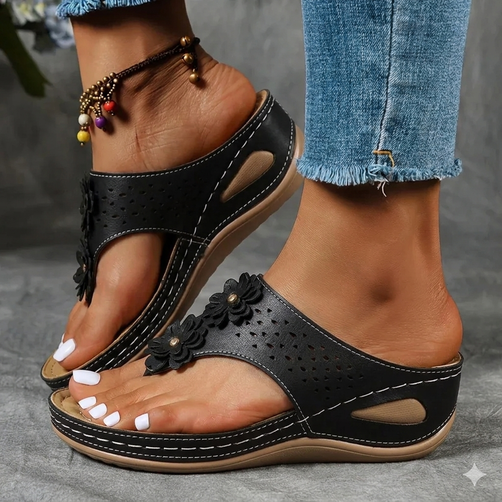Cartnov’s ‘Walking on Clouds’ orthopaedic sandals – comfortable criss-cross flip-flops featuring bunion relief and arch support