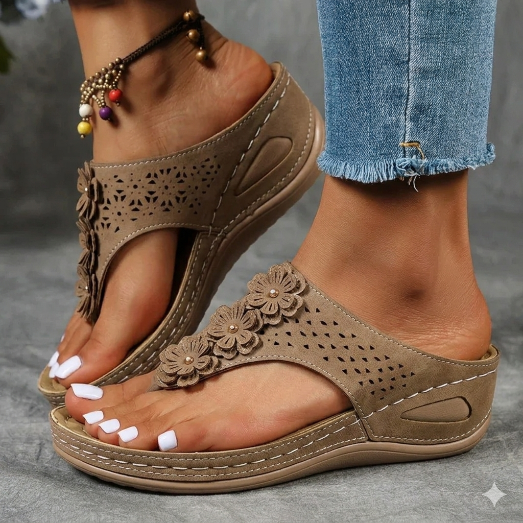 Cartnov’s ‘Walking on Clouds’ orthopaedic sandals – comfortable criss-cross flip-flops featuring bunion relief and arch support