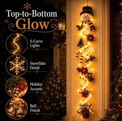 ⏳ Last Day 49% OFF – 🎄MerryCascade™ Glowing Christmas Door Hanger | 6 Festive Lighted Designs with Warm Glow, Dimensional Details & Space-Saving Vertical Décor ✨