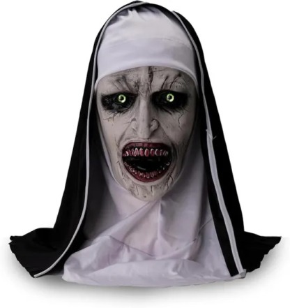 Funky Nun Halloween Latex Mask with Yellow Eyes