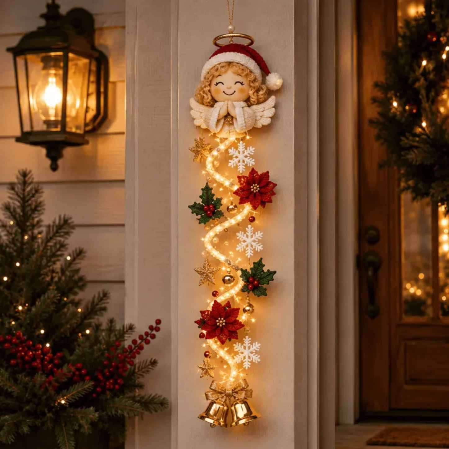 ⏳ Last Day 49% OFF – 🎄MerryCascade™ Glowing Christmas Door Hanger | 6 Festive Lighted Designs with Warm Glow, Dimensional Details & Space-Saving Vertical Décor ✨