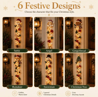 ⏳ Last Day 49% OFF – 🎄MerryCascade™ Glowing Christmas Door Hanger | 6 Festive Lighted Designs with Warm Glow, Dimensional Details & Space-Saving Vertical Décor ✨