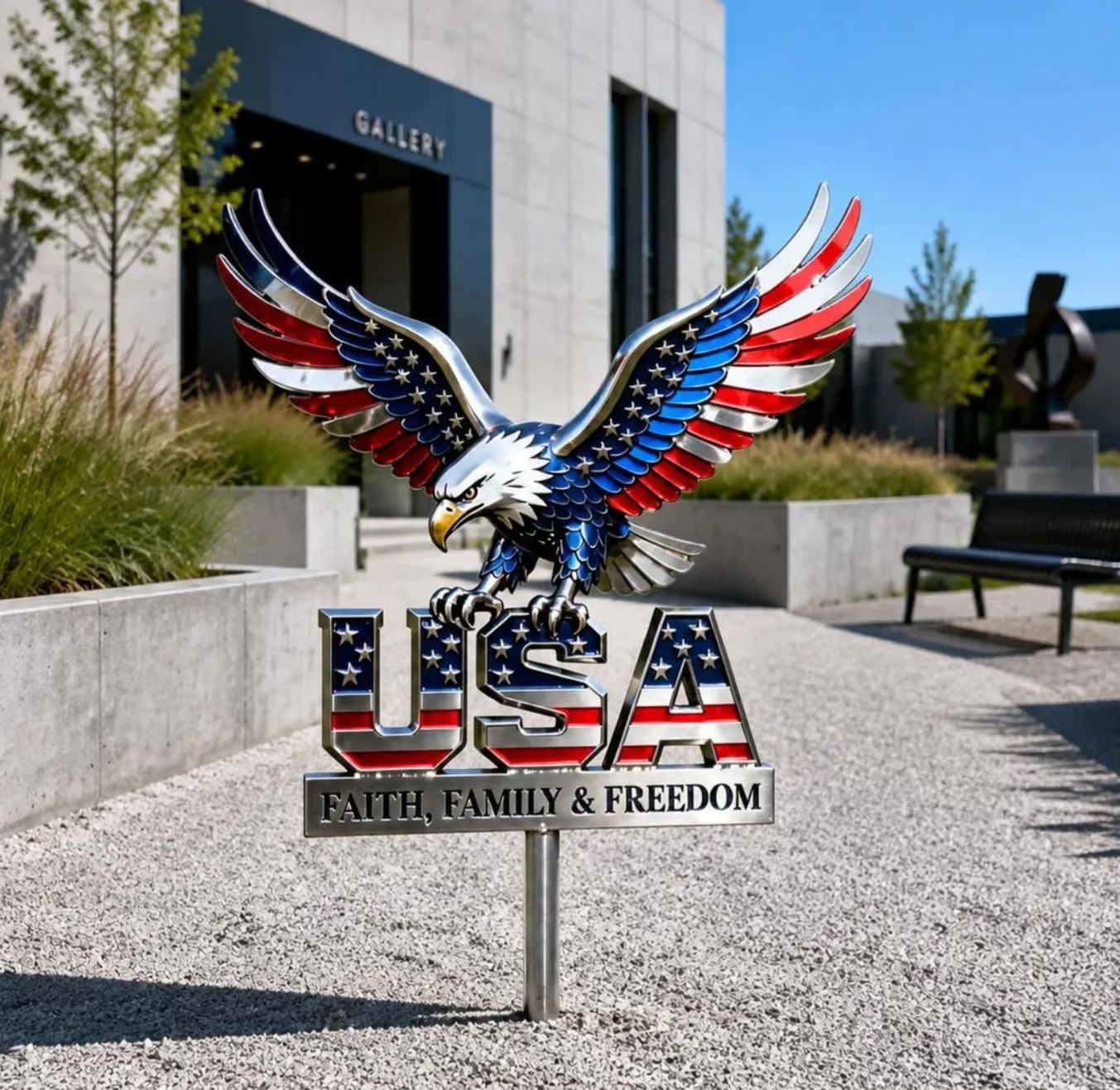 American Strong Eagle Metal Sign - Personalized Gifts For Patriots