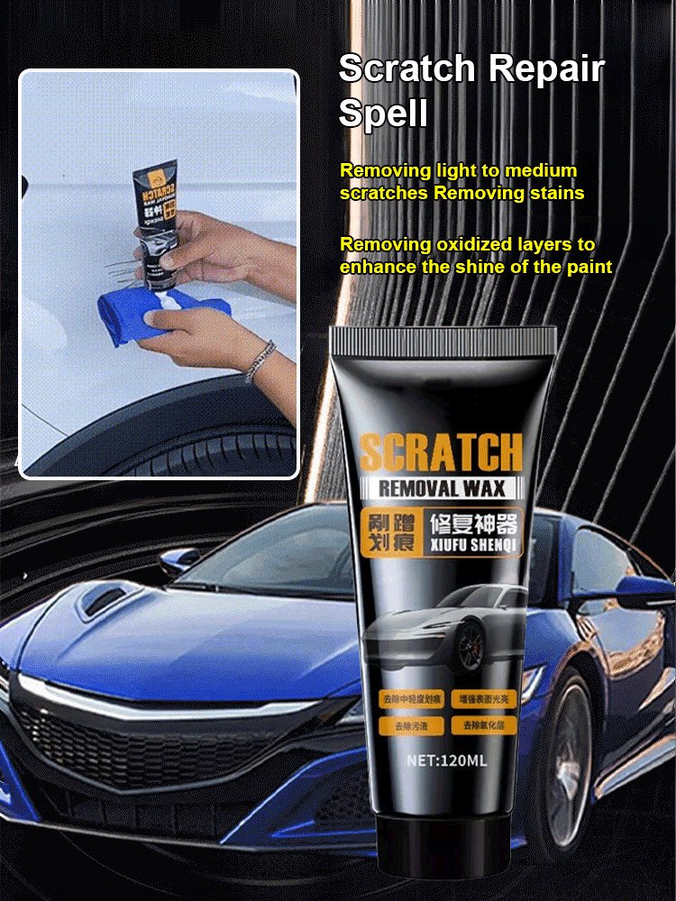 This car polishing wax enhances shine and repairs scratches.