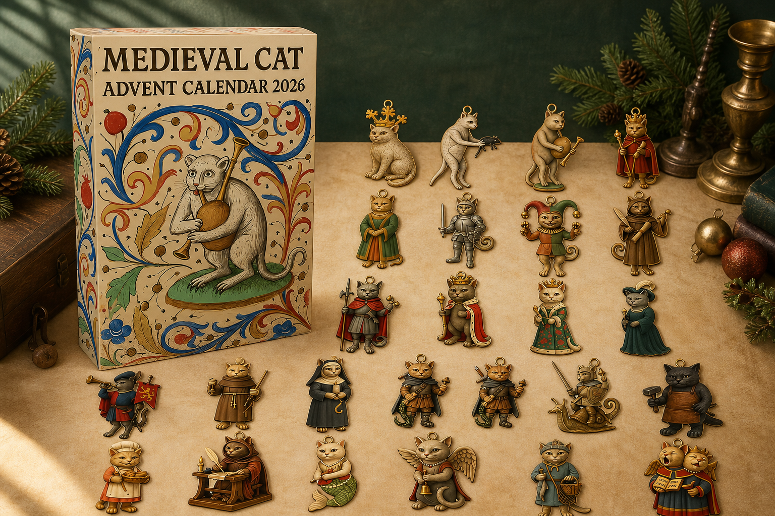 Complete Medieval Cat Advent Calendar set