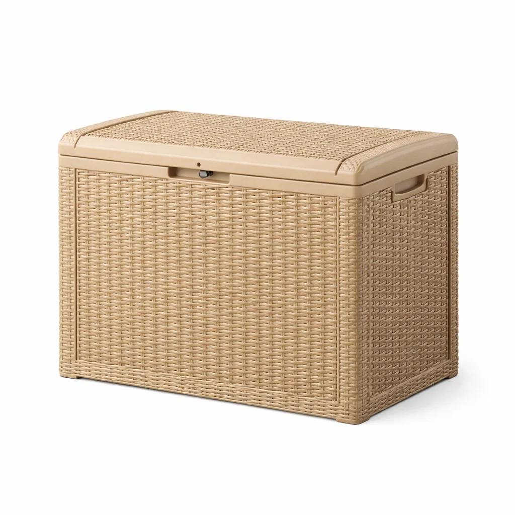 Aufbewahrungsbox Kunststoff Beige Rattanoptik