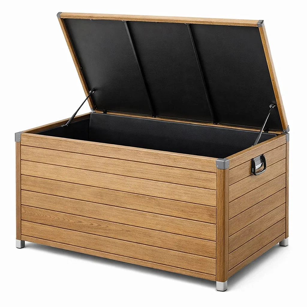 Aufbewahrungsbox Kunststoff Holzoptik Braun 120x45x60 cm