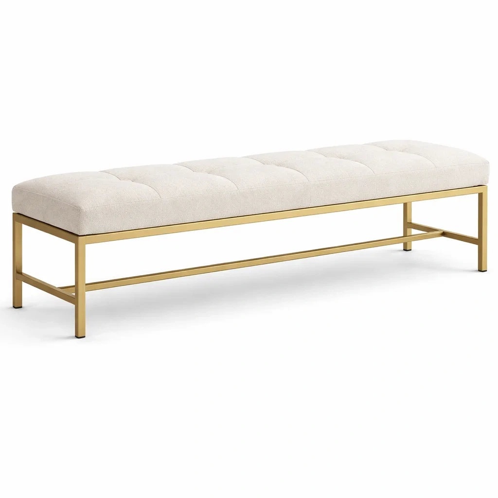 Bank Stoff Metallgestell Gold