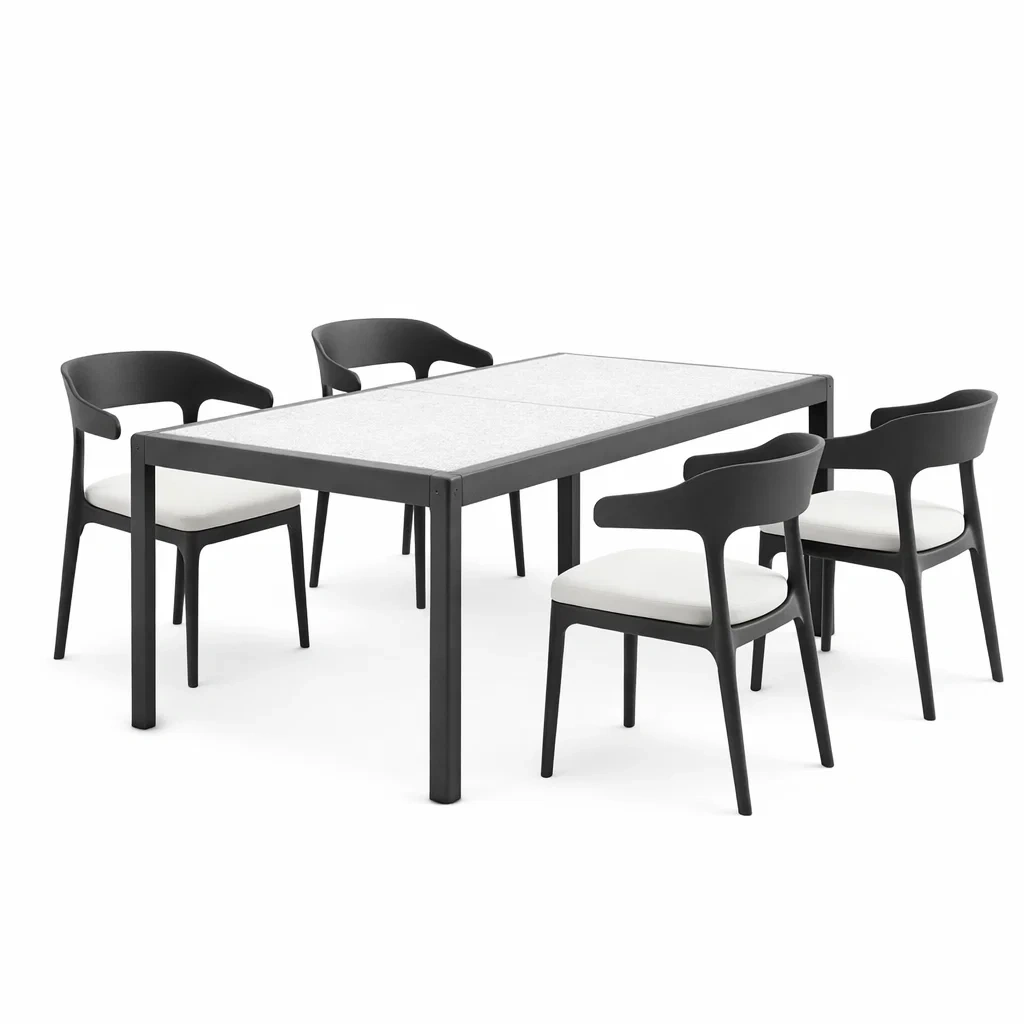 Essgruppe gehärtetem Glas Tischplatte 5 teilig